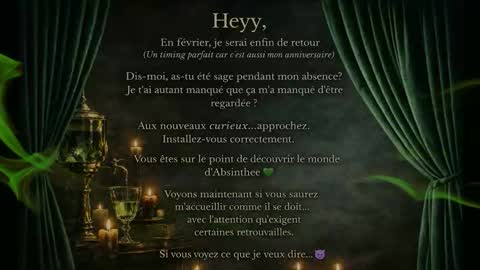 Snapshot of absinthee chatting on February 2, 2026, 9:57 pm absy online show from February 2, 2026, 9:57 pm