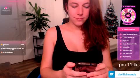 Snapshot of devilishwendy chatting on January 15, 2025, 12:15 pm Wendyin pvt all from tipmenu free except anal and big dildo online show from January 15, 2025, 12:15 pm