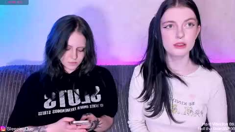 Snapshot of sleepingduo chatting on July 23, 2026, 7:45 pm Hi We are Iva and Angela Nice to meet u 3 online show from July 23, 2026, 7:45 pm