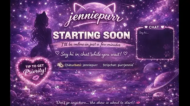 purrjennie online show from March 29, 2026, 5:46 pm
